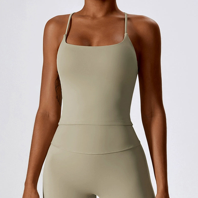 2023 Nude Feel Beauty Back Yoga Vest Women Inner wear Top Outer Wear Sports Bra Running Fitness Vest Including Chest Pad